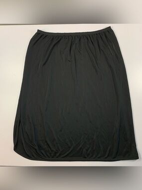 Vintage 90s Black Half Slip Large Nylon Sheer Side Slit Formal Minimalist